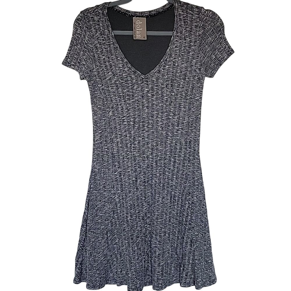 Anthropologie Dolan Left Coast Fit & Flare Ribbed V-Neck Skater Dress, XS